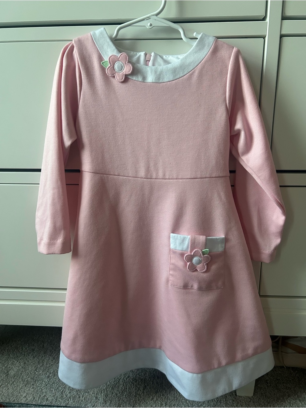 Vintage Florence Eiseman light pink dress with white flower details
